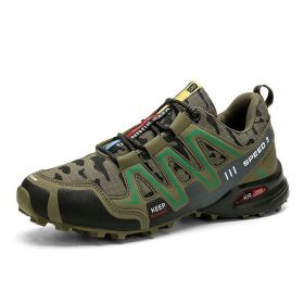 Men Hiking Shoes Climbing Male Sports Shoes Work Safety Toe Tactical Non-Slip Durable Trekking Sneakers Mens Footwear (Option: GREEN CAMOUFLAGE-47)